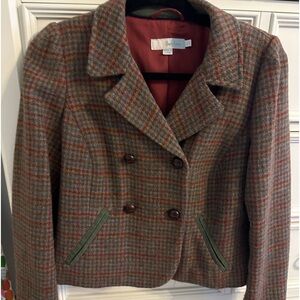 Boden cropped wool houndstooth jacket